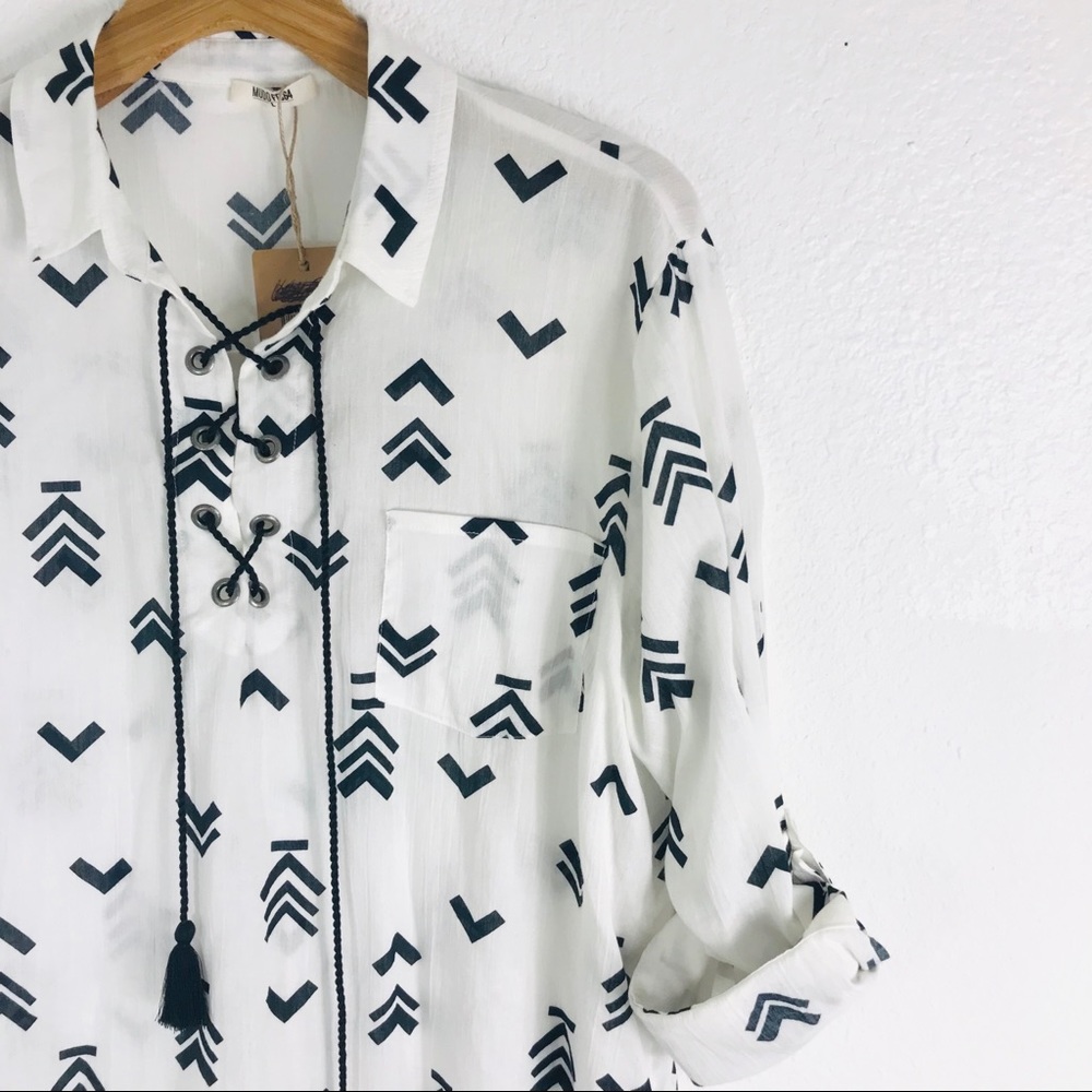 NWT MudoFTS64 arrow roll up shirt with tussle